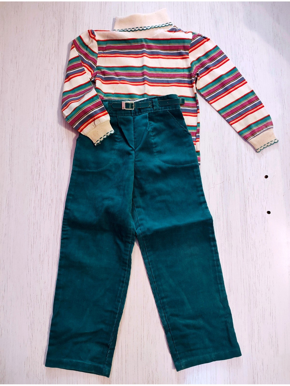 VintageDisney Winnie the Pooh Kids Size 5 2-Piece Long Sleeve Teal Outfit